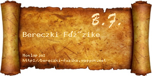 Bereczki Füzike névjegykártya